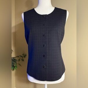 EUC Vest: Pinstripes - Both Horizontal & Vertical, Wool Blend, Fully Lined
